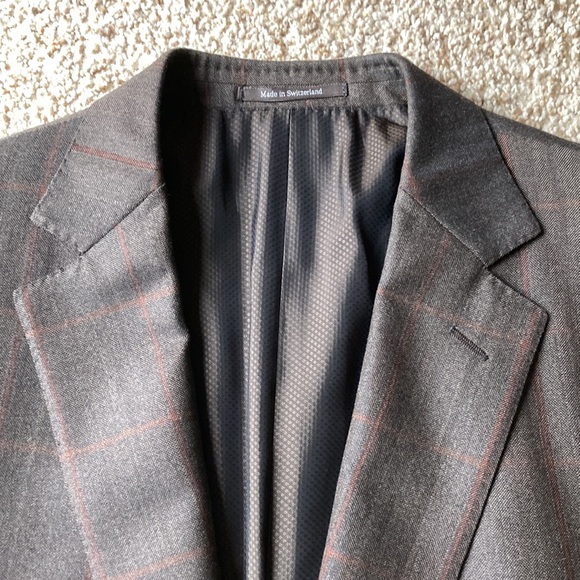 Ermenegildo Zegna Brown Rust Windowpane Check Wool Sport Coat Eu 54 L US 44 L - Picture 4 of 13